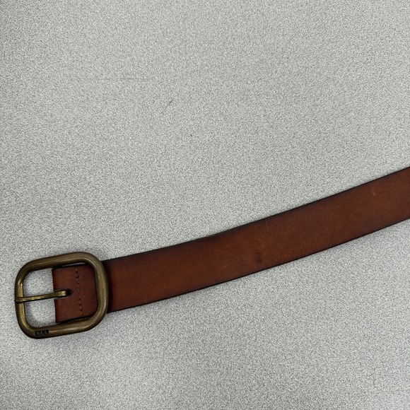 Lauren Ralph Lauren Leather Belt Womens XL Brown Brass Buckle 1.5in Casual Prep - Picture 3 of 12